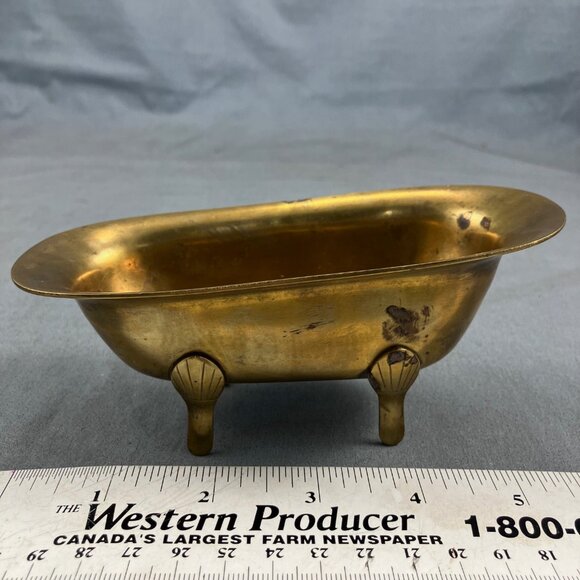 Dollhouse Miniature Brass Tub Claw Foot Bathtub Soap Dish 5.5" - Picture 3 of 7